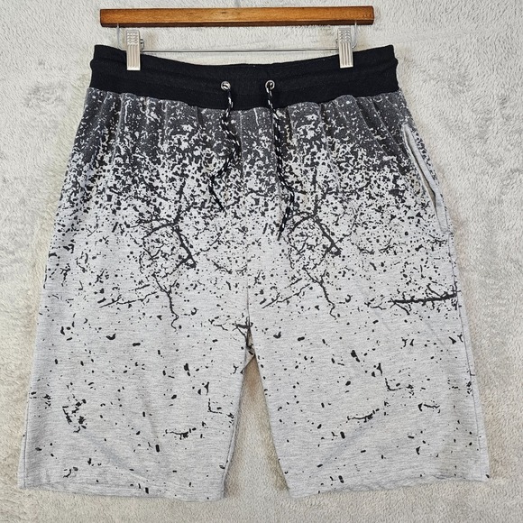SHEIN Men's Shorts Large Slim Fit‎ Sweat Shorts Gray Black Casual Athletic Gym - Picture 1 of 9
